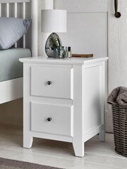 White Ashington Painted 2 Drawer Bedside Table - Image 1 of 4