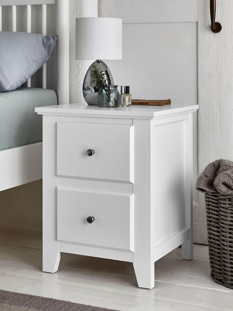 White Ashington Painted 2 Drawer Bedside Table - Image 1 of 4