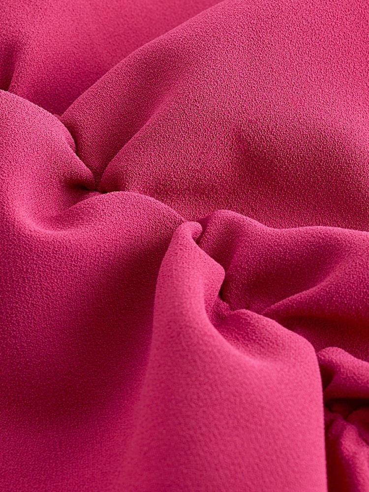 Pink Short Sleeve Ruched Midi Dress - Image 7 of 7