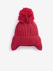 Red Knitted Pom Hat (3mths-10yrs) - Image 1 of 2