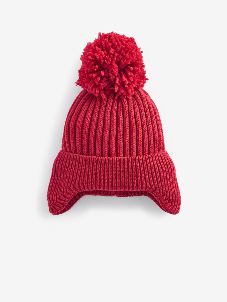 Red Knitted Pom Hat (3mths-10yrs) - Image 1 of 2