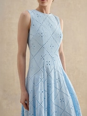 Hobbs Pale Blue Lexia Broiderie Dress - Image 3 of 4