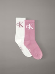 Rouge - Lot de 2 paires de chaussettes Calvin Klein Jeans logo - Image 1 de 2