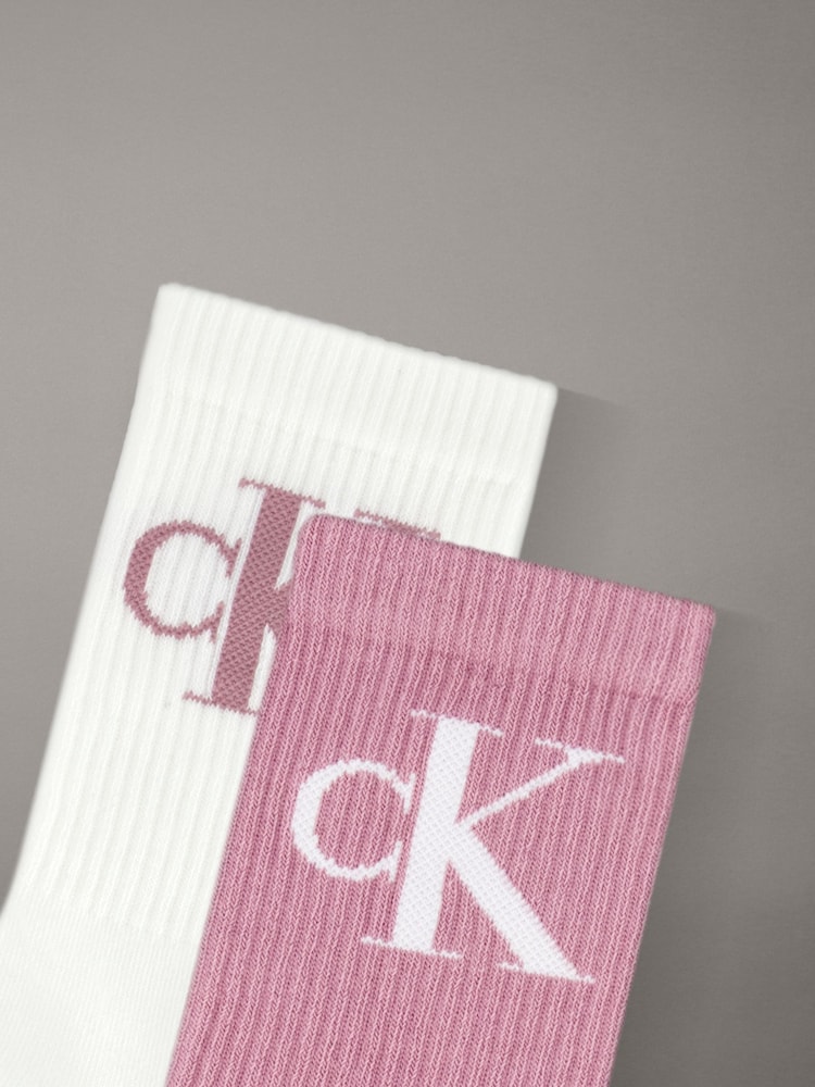 Rouge - Lot de 2 paires de chaussettes Calvin Klein Jeans logo - Image 2 de 2