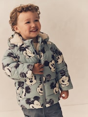 Light Blue Mickey Borg Lined Padded Coat (3mths-7yrs) - Image 1 of 11