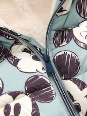 Light Blue Mickey Borg Lined Padded Coat (3mths-7yrs) - Image 8 of 11