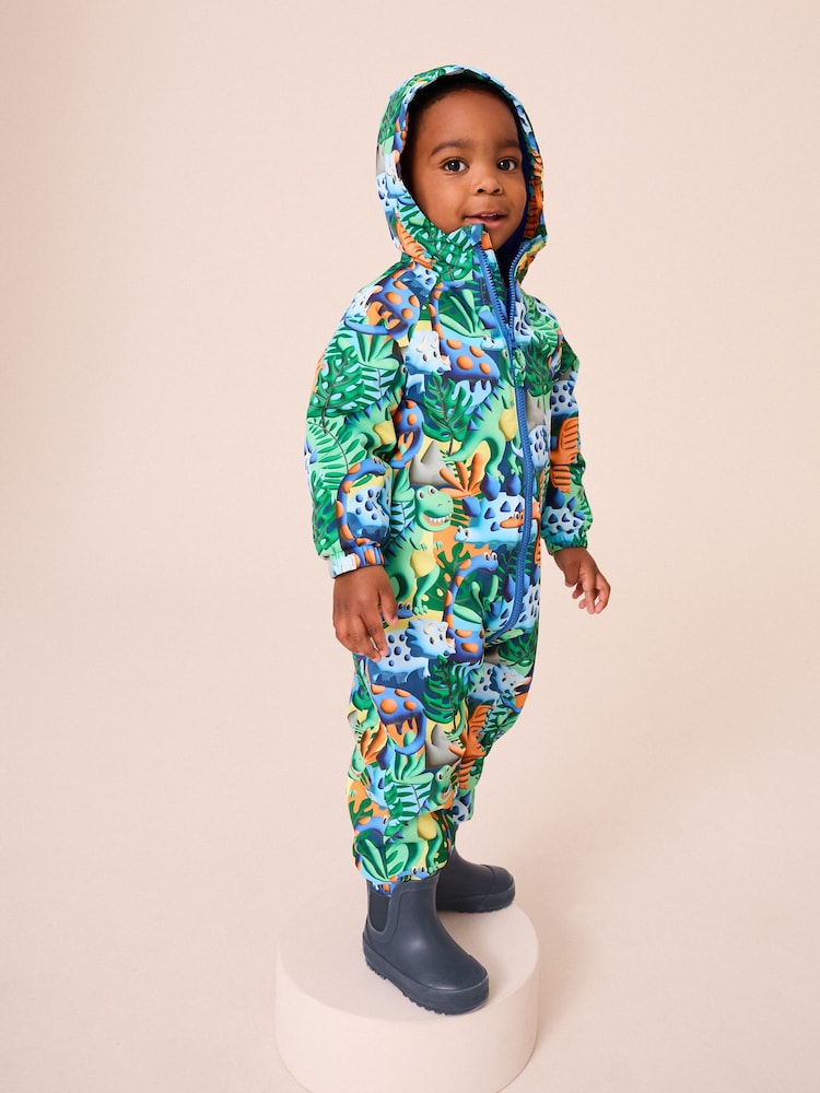 Green Waterproof Warm Padded Fleece Lined Puddlesuit (3mths-7yrs) - Image 2 of 9