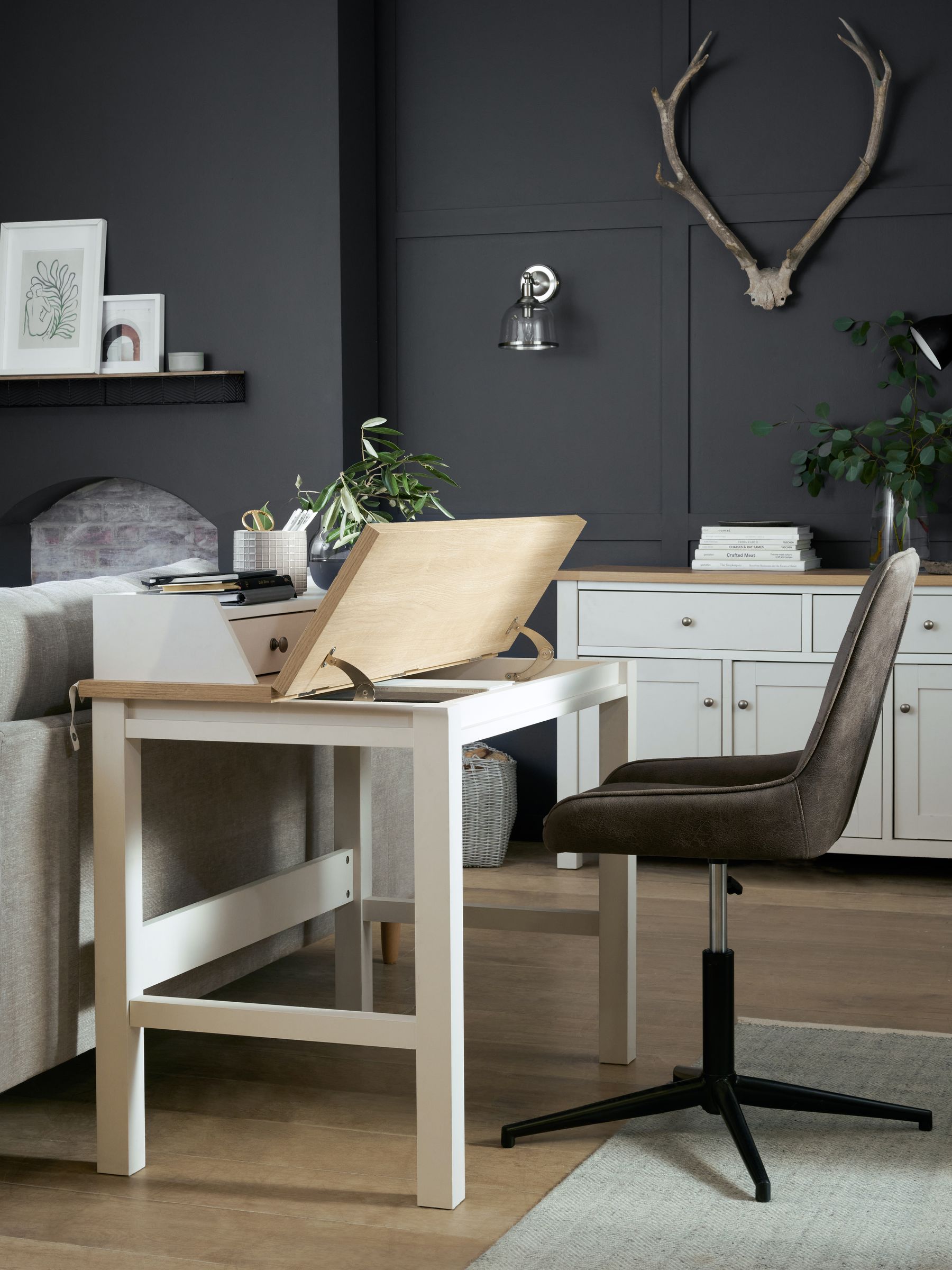 Cream Malvern Oak Effect Storage Desk
