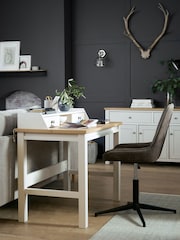 Cream Malvern Oak Effect Storage Desk - Image 2 of 9