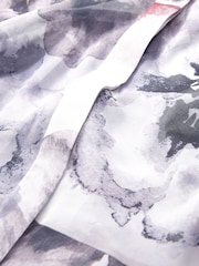 Grey/Black Abstract Printed Flutter Hem Long Sleeve Blouse - Image 6 of 6