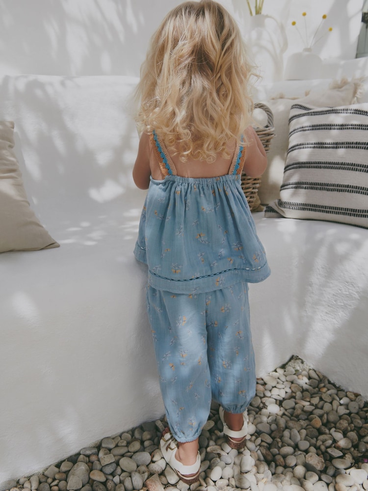 Teal Blue 100% Cotton Crochet Co-ord Set (3mths-7yrs) - Image 2 of 6