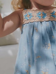 Teal Blue 100% Cotton Crochet Co-ord Set (3mths-7yrs) - Image 3 of 6
