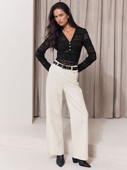 Lipsy Black Lace Henley Top - Image 3 of 5