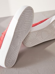 Coral/White Signature Leather Rand Stitch Detail Slip-On Trainers - Image 6 of 6