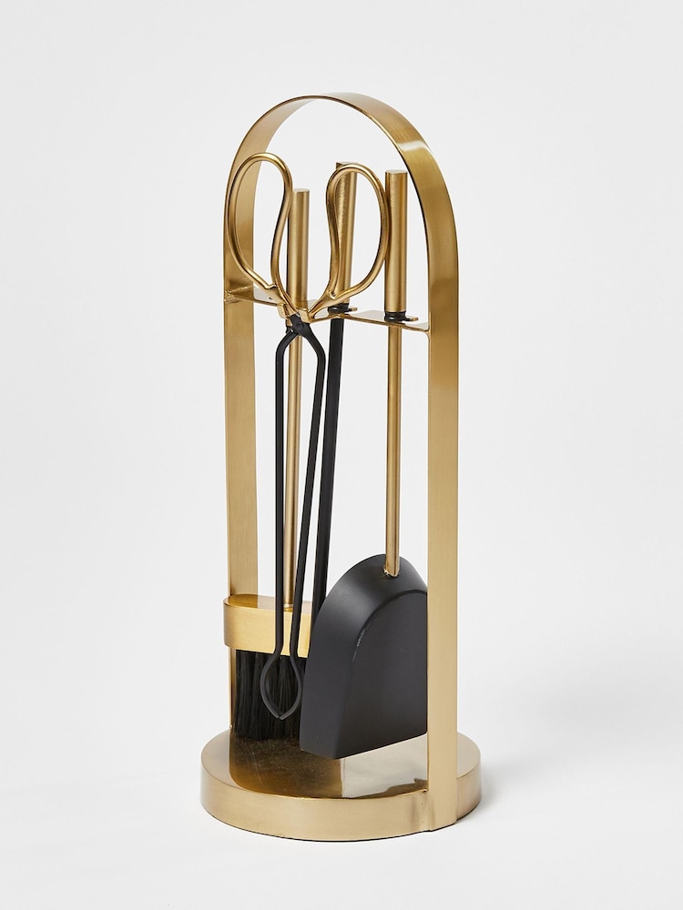Oliver Bonas Gold Metal Oba Fire Tools Set - Image 2 of 4 Oliver Bonas Gold Metal Oba Fire Tools Set - Image 2 of 4