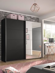 Rauch Dark Grey Cameron Wood and Mirror Sliding Semi 1.8m Sliding Fitted Wardrobe - Image 1 of 2