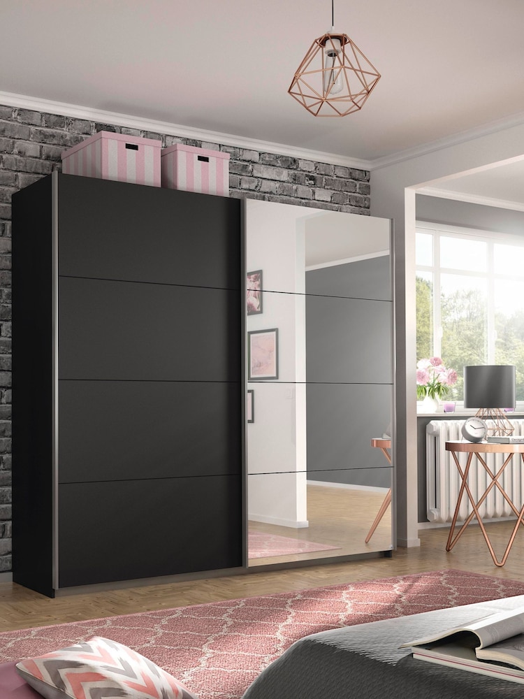 Rauch Dark Grey Cameron Wood and Mirror Sliding Semi 1.8m Sliding Fitted Wardrobe - Image 1 of 2