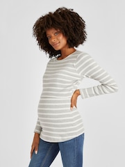 JoJo Maman Bébé Ribbed Maternity & Nursing Jersey Top - Image 1 of 5