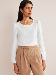 Boden White Supersoft Long Sleeve Top - Image 1 of 5