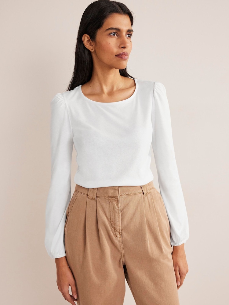 Boden White Supersoft Long Sleeve Top - Image 1 of 5 Boden White Supersoft Long Sleeve Top - Image 1 of 5