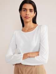 Boden White Supersoft Long Sleeve Top - Image 3 of 5