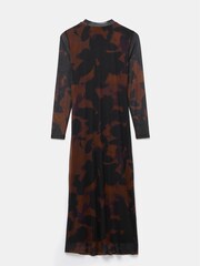 Mint Velvet Brown Abstract Print Mesh Midi Dress - Image 7 of 7