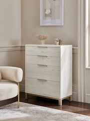 White Bronx Oak Effect 4 Drawer Chest of Drawers - Image 1 of 9