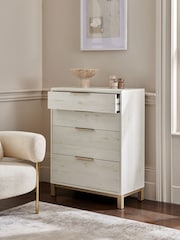 White Bronx Oak Effect 4 Drawer Chest of Drawers - Image 2 of 9