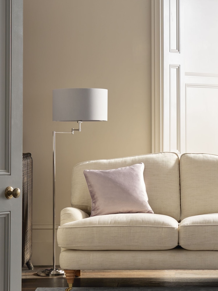 Laura Ashley Chrome Marlowe Polished Nickel Swing Arm Floor Lamp - Image 1 of 5