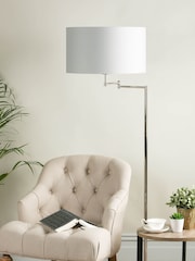 Laura Ashley Chrome Marlowe Polished Nickel Swing Arm Floor Lamp - Image 2 of 5