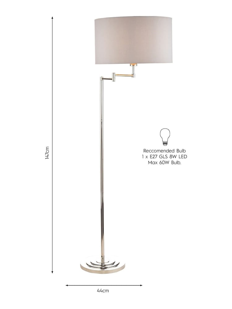 Laura Ashley Chrome Marlowe Polished Nickel Swing Arm Floor Lamp - Image 5 of 5