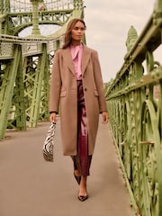 Marrón camello - Love & Roses Faux Wool Crombie Coat - Imagen 4 de 5