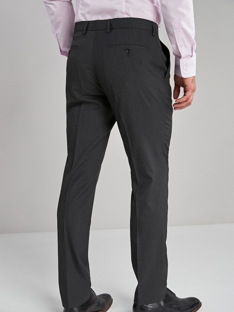 Charcoal Grey Slim Fit Stretch Smart Trousers - Image 2 of 4