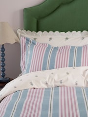 Joules Pink Come Rain Or Shine Embroidered Scallop Pillowcase Pair - Image 4 of 5