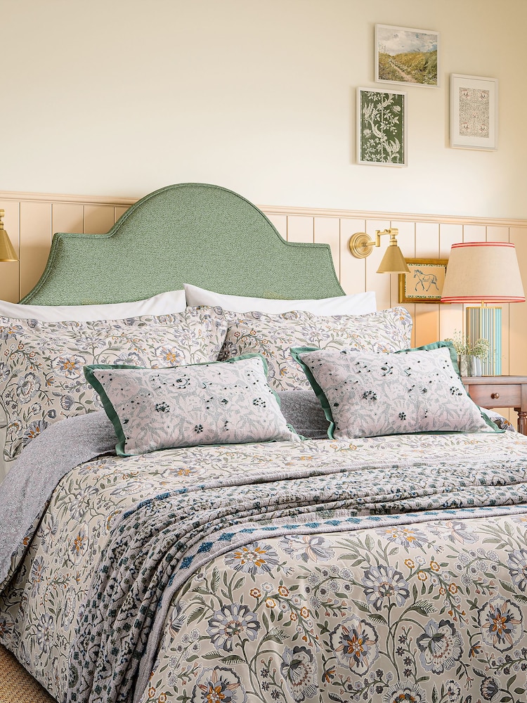 Joules Green Provence Floral Reversible Duvet Cover and Pillowcase Set - Image 2 of 5 Joules Green Provence Floral Reversible Duvet Cover and Pillowcase Set - Image 2 of 5
