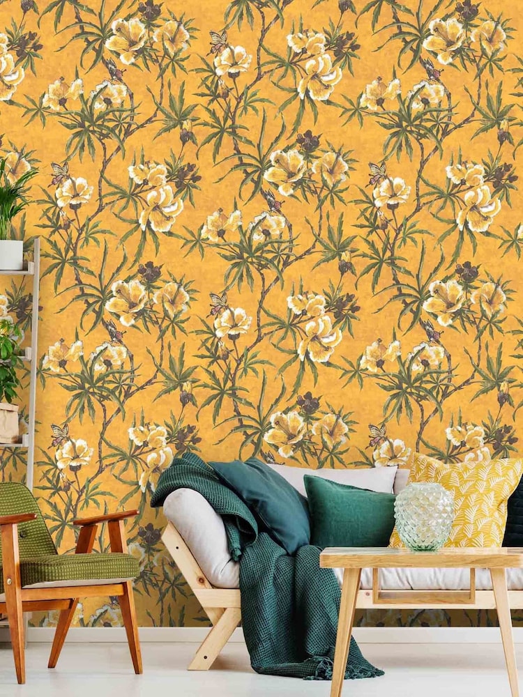 Woodchip & Magnolia Yellow Zen Wallpaper - Image 1 of 4