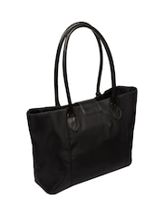 Pure Luxuries London Black 'Genevieve' Canvas & Leather Tote Bag - Image 6 of 7