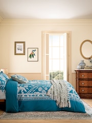 Joules Blue Hidcote Birds Reversible Duvet Cover and Pillowcase Set - Image 2 of 4