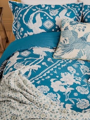 Joules Blue Hidcote Birds Reversible Duvet Cover and Pillowcase Set - Image 3 of 4