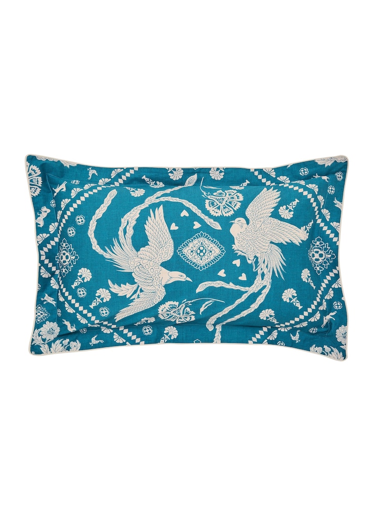 Joules Blue Hidcote Birds Reversible Duvet Cover and Pillowcase Set - Image 4 of 4 Joules Blue Hidcote Birds Reversible Duvet Cover and Pillowcase Set - Image 4 of 4