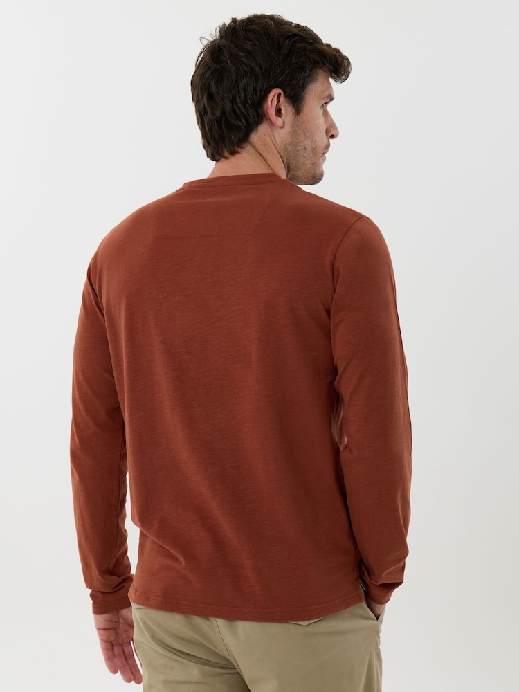 Saltwell Orange Cotton Sleeved Grandad Collar Top - Image 2 of 5 Saltwell Orange Cotton Sleeved Grandad Collar Top - Image 2 of 5