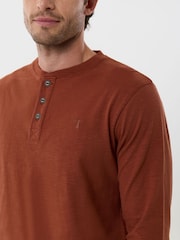 Saltwell Orange Cotton Sleeved Grandad Collar Top - Image 4 of 5