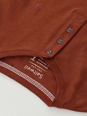 Saltwell Orange Cotton Sleeved Grandad Collar Top - Image 5 of 5