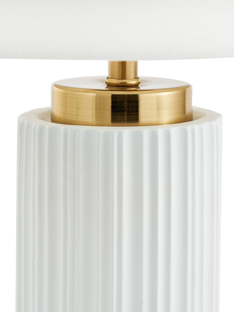 Pacific White Ionic Textured Ceramic And Gold Metal Table Lamp - Image 4 of 4 Pacific White Ionic Textured Ceramic And Gold Metal Table Lamp - Image 4 of 4