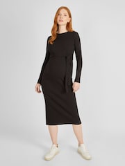 JoJo Maman Bébé Black Ribbed Jersey Maternity Dress - Image 1 of 3