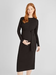 JoJo Maman Bébé Black Ribbed Jersey Maternity Dress - Image 2 of 3