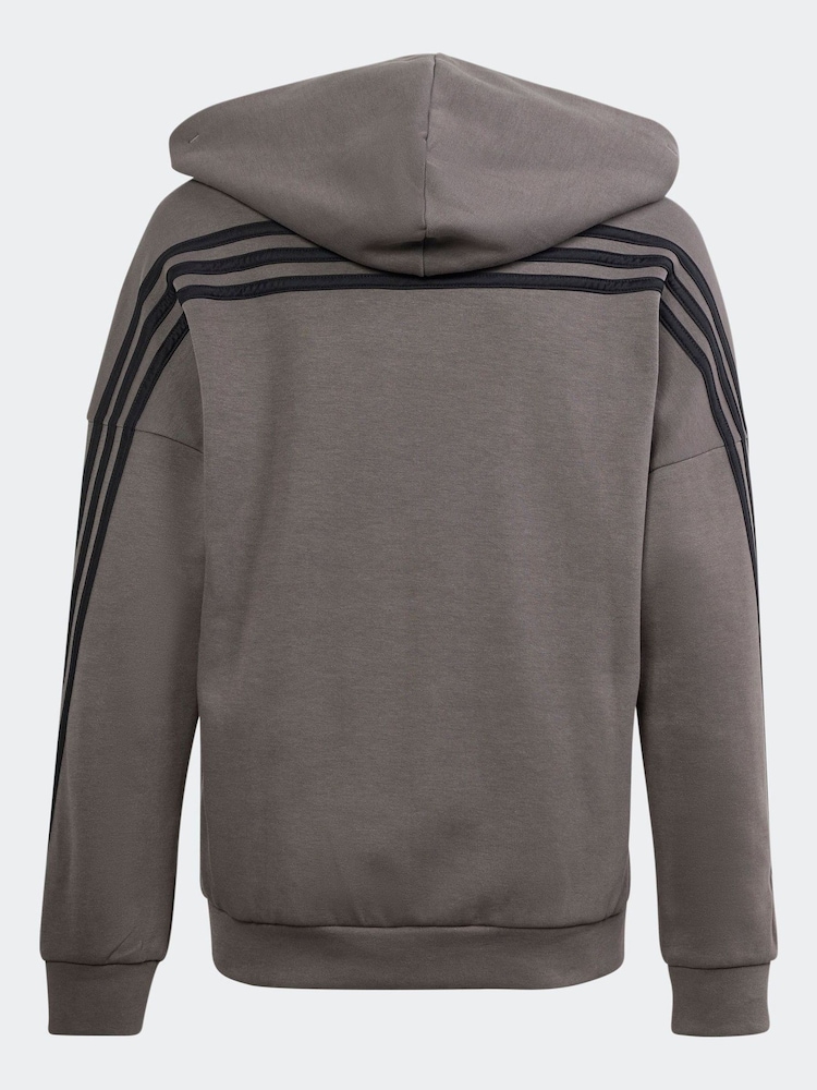 adidas Charcoal Grey Sportswear Future Icons 3-Stripes Full-Zip Hooded Track Top - Image 2 of 5