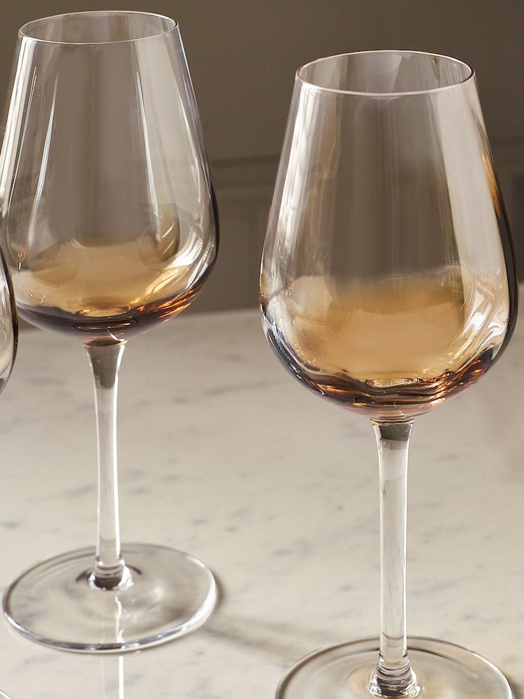 Set of 4 Natural Smoked Kya Tapered Wine Glasses - Image 2 of 5