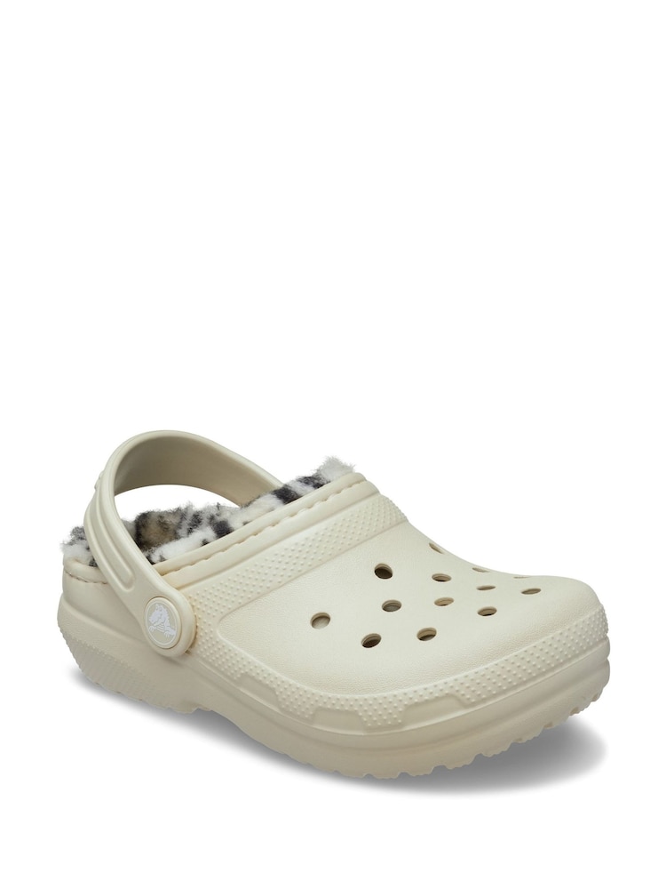 Crocs Cream Kids Classic Lined Clog - Image 2 of 5 Crocs Cream Kids Classic Lined Clog - Image 2 of 5