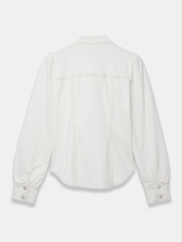 Mint Velvet Cream Denim Bow Blouse - Image 6 of 6